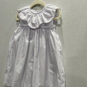Girl - 24M - Auraluz White Sleeveless Dress with Embroidered Purple Bows & Trim
